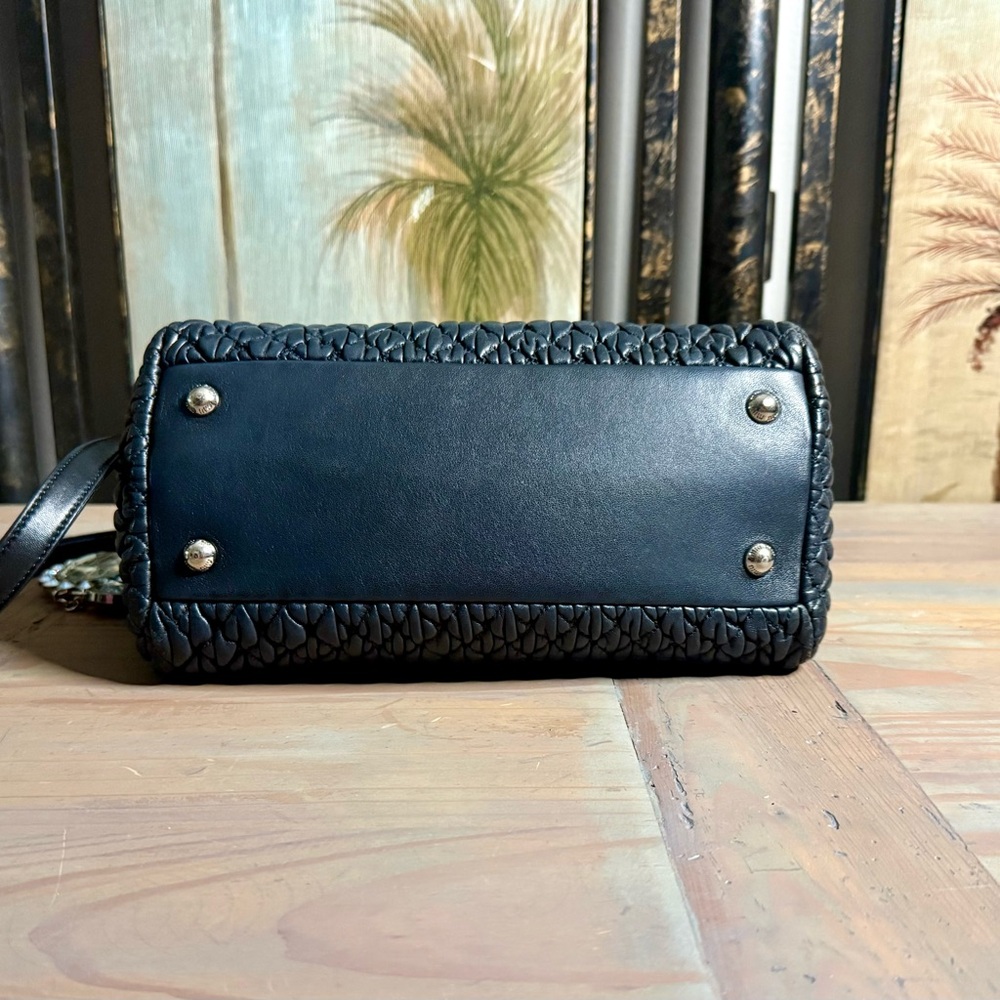 Miu Miu Black Matelassé Nappa Leather Crystal 2-Way Handbag Shoulder Tote Bag - Picture 9 of 16